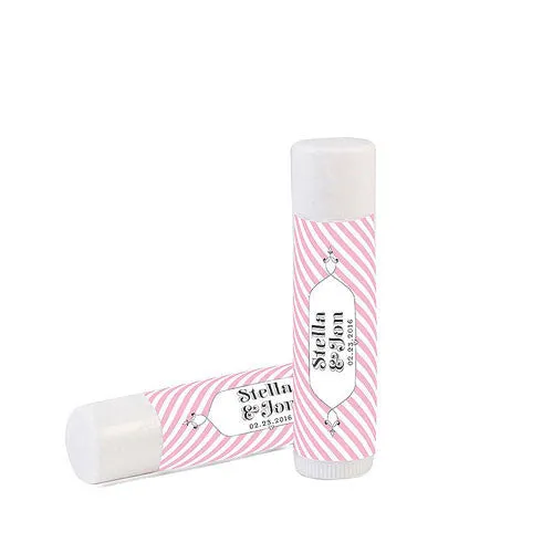 "Candy Stripe" Personalized Lip Balm Pastel Pink