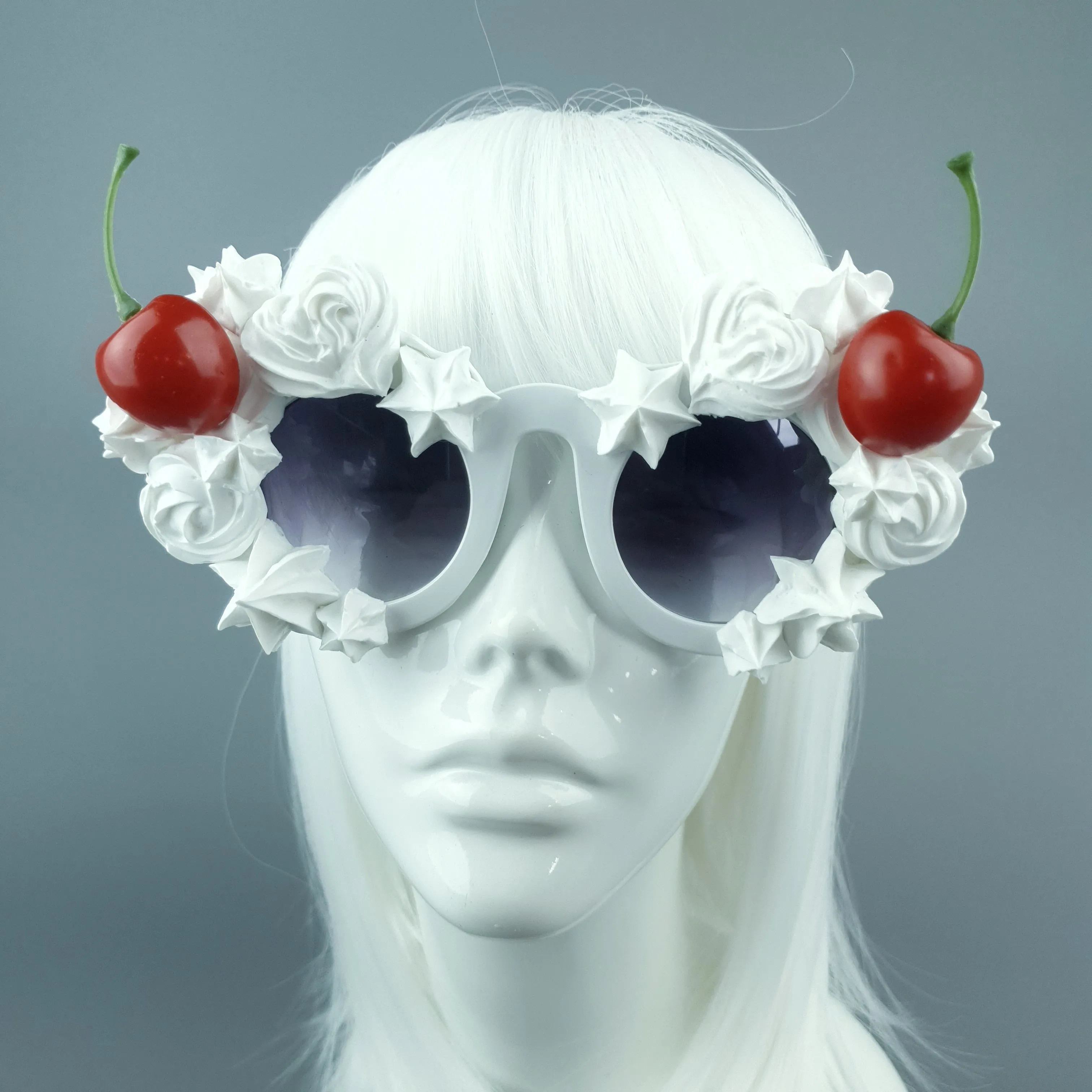 "Fondant" White Frosting Icing Cherry Sunglasses