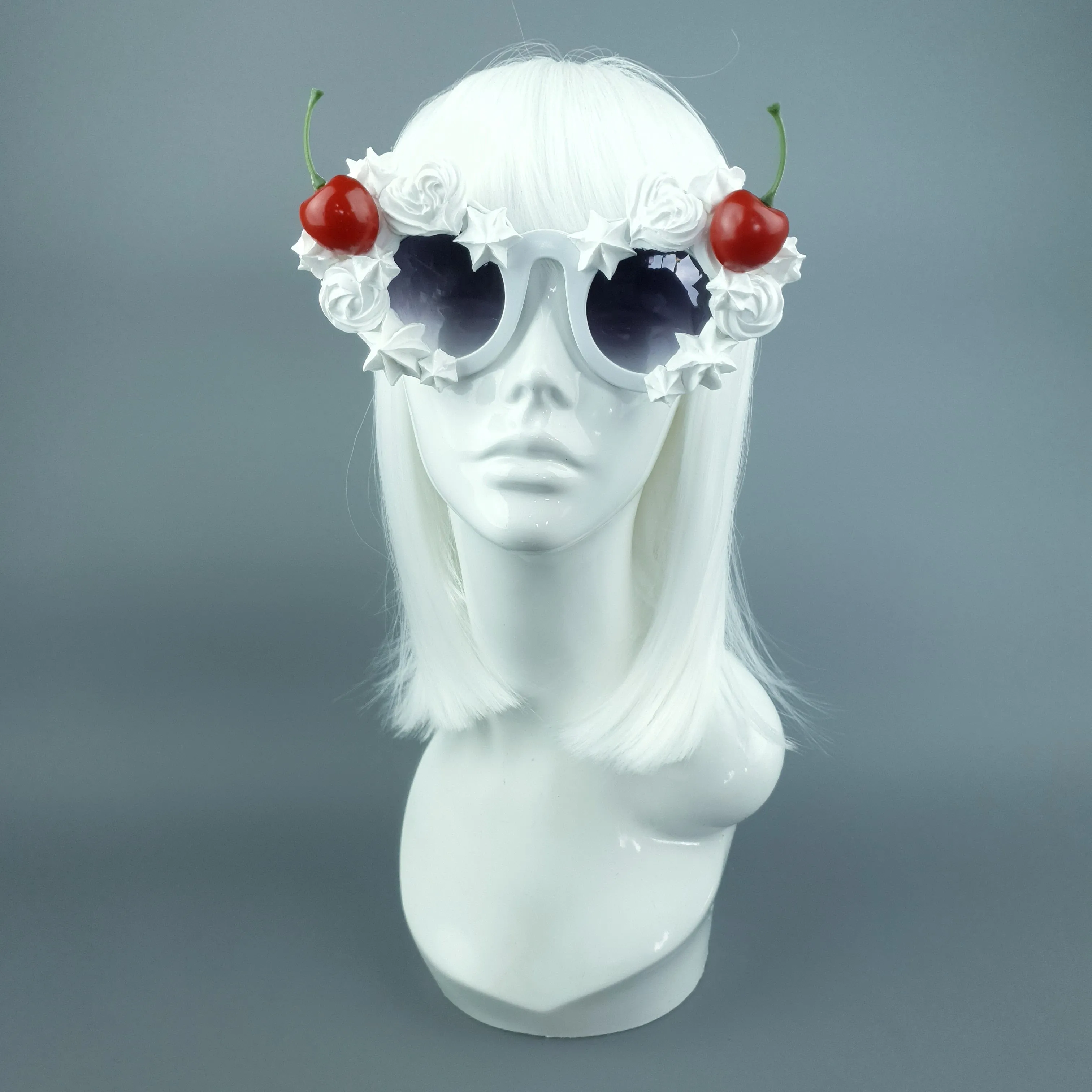 "Fondant" White Frosting Icing Cherry Sunglasses