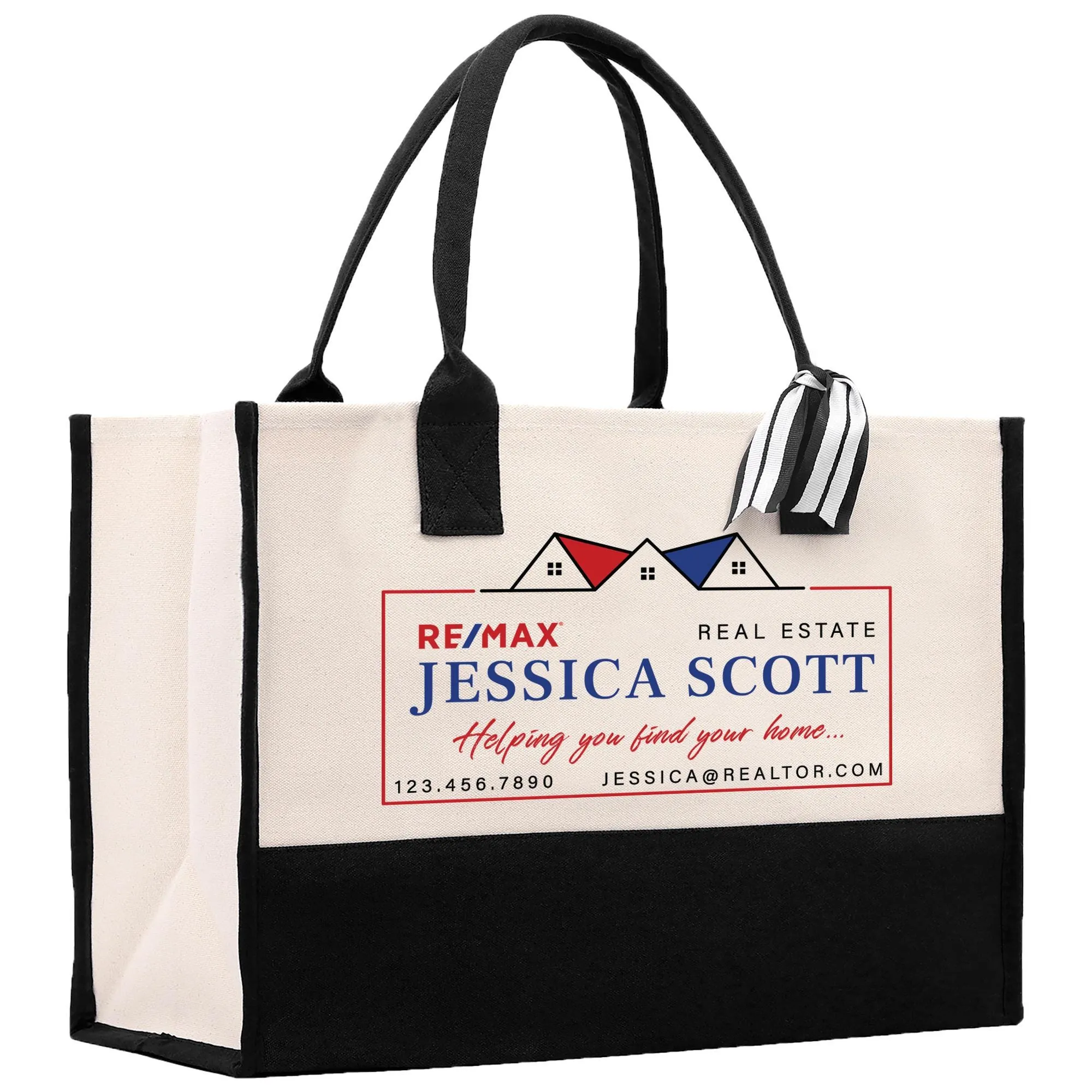 Remax Realtor Tote Bag Personalized Business Tote Custom Real Estate Agent Gift Bulk Business Logo Realtor Swag Real Estate Bag (RMXTB1001)