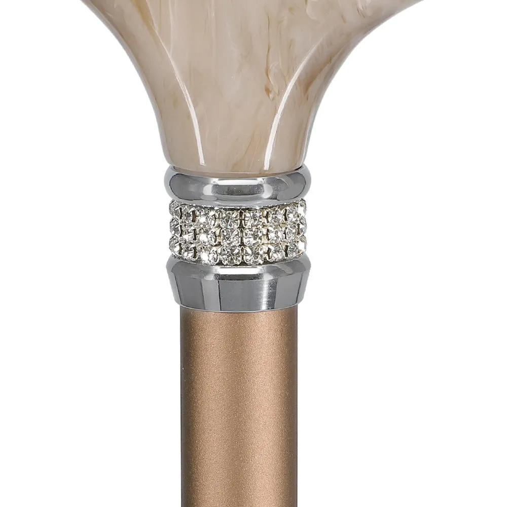 Rhinestone Designer Cane: Exquisite Pearlz Champagne Swirl