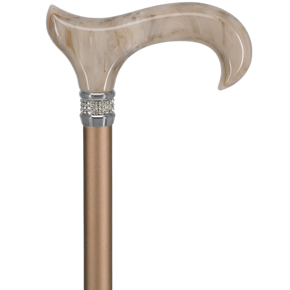 Rhinestone Designer Cane: Exquisite Pearlz Champagne Swirl
