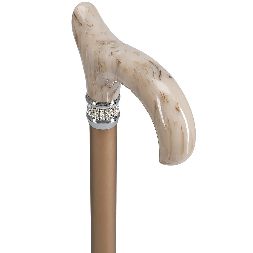 Rhinestone Designer Cane: Exquisite Pearlz Champagne Swirl