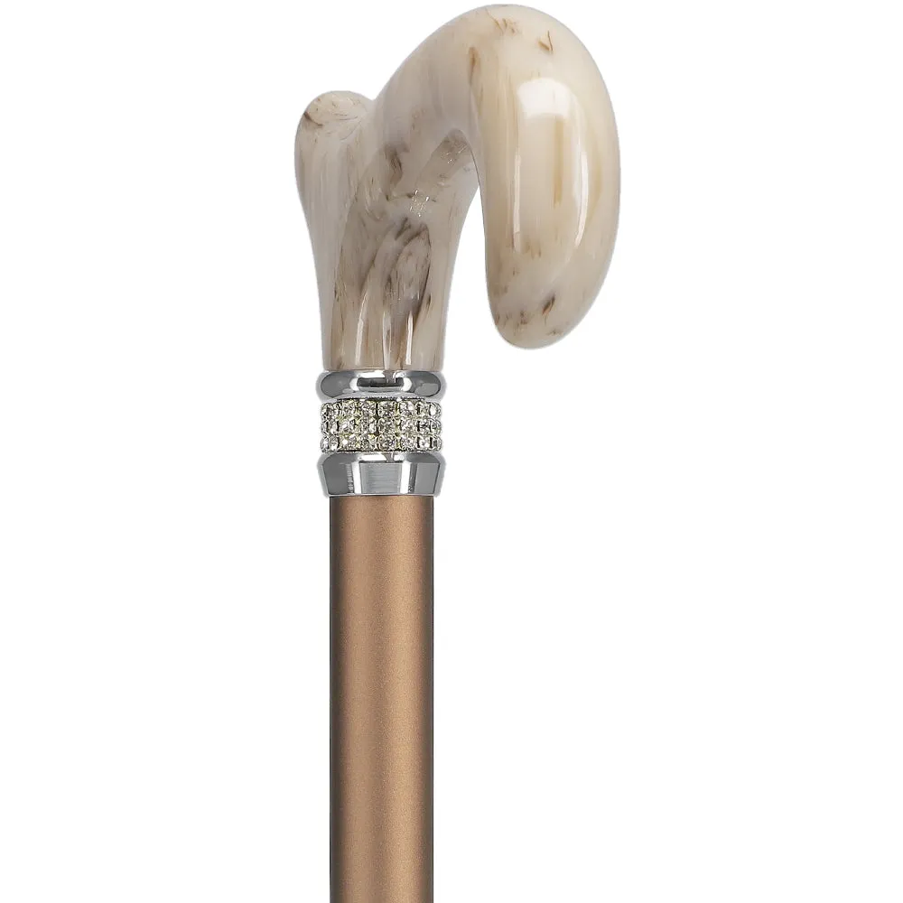 Rhinestone Designer Cane: Exquisite Pearlz Champagne Swirl