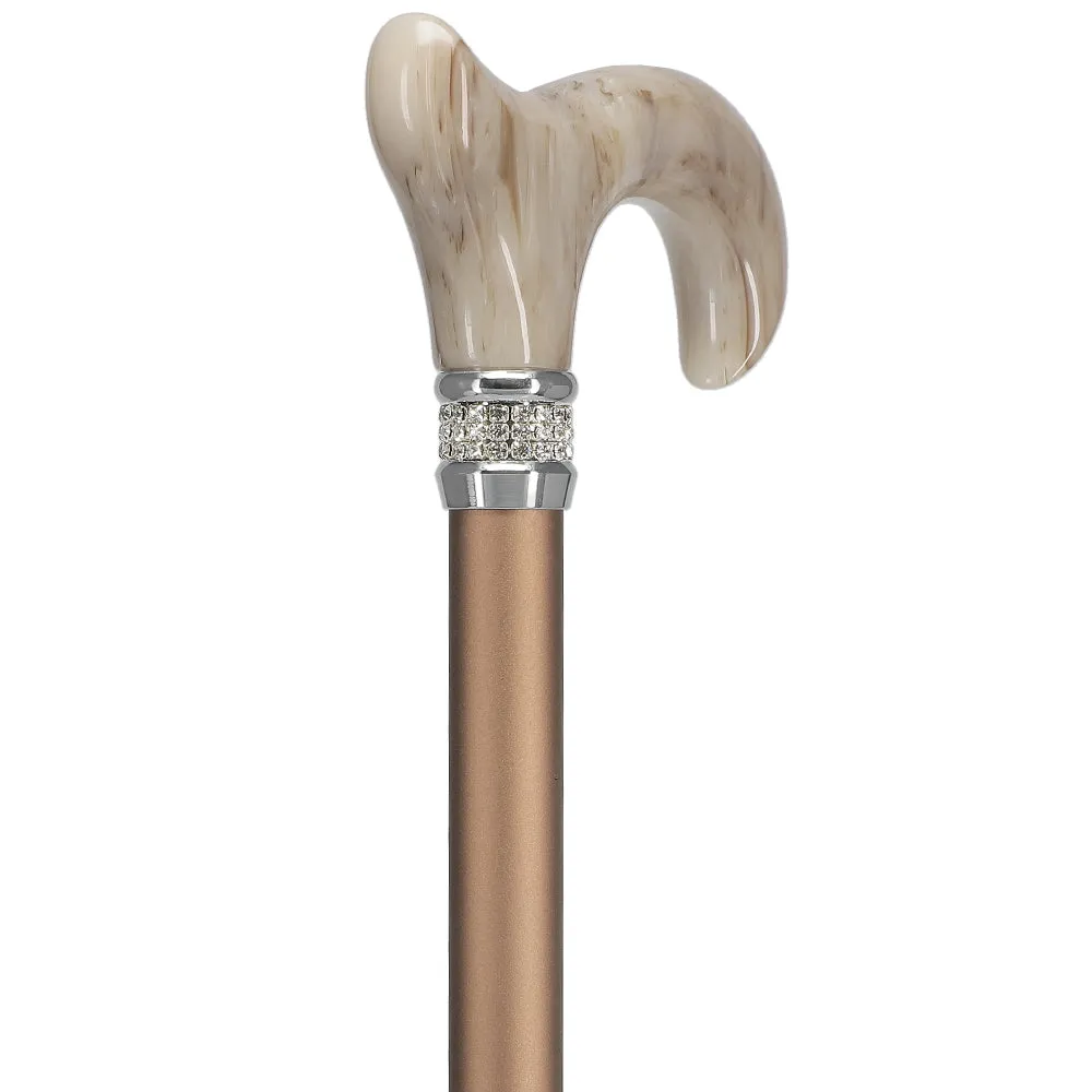 Rhinestone Designer Cane: Exquisite Pearlz Champagne Swirl