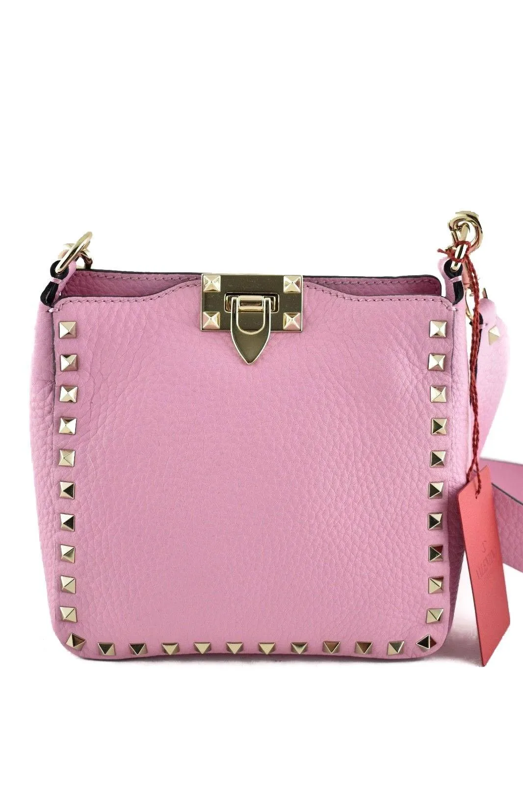 Rockstud Pink Rose Mini Leather Shoulder Strap Messenger Crossbody Bag