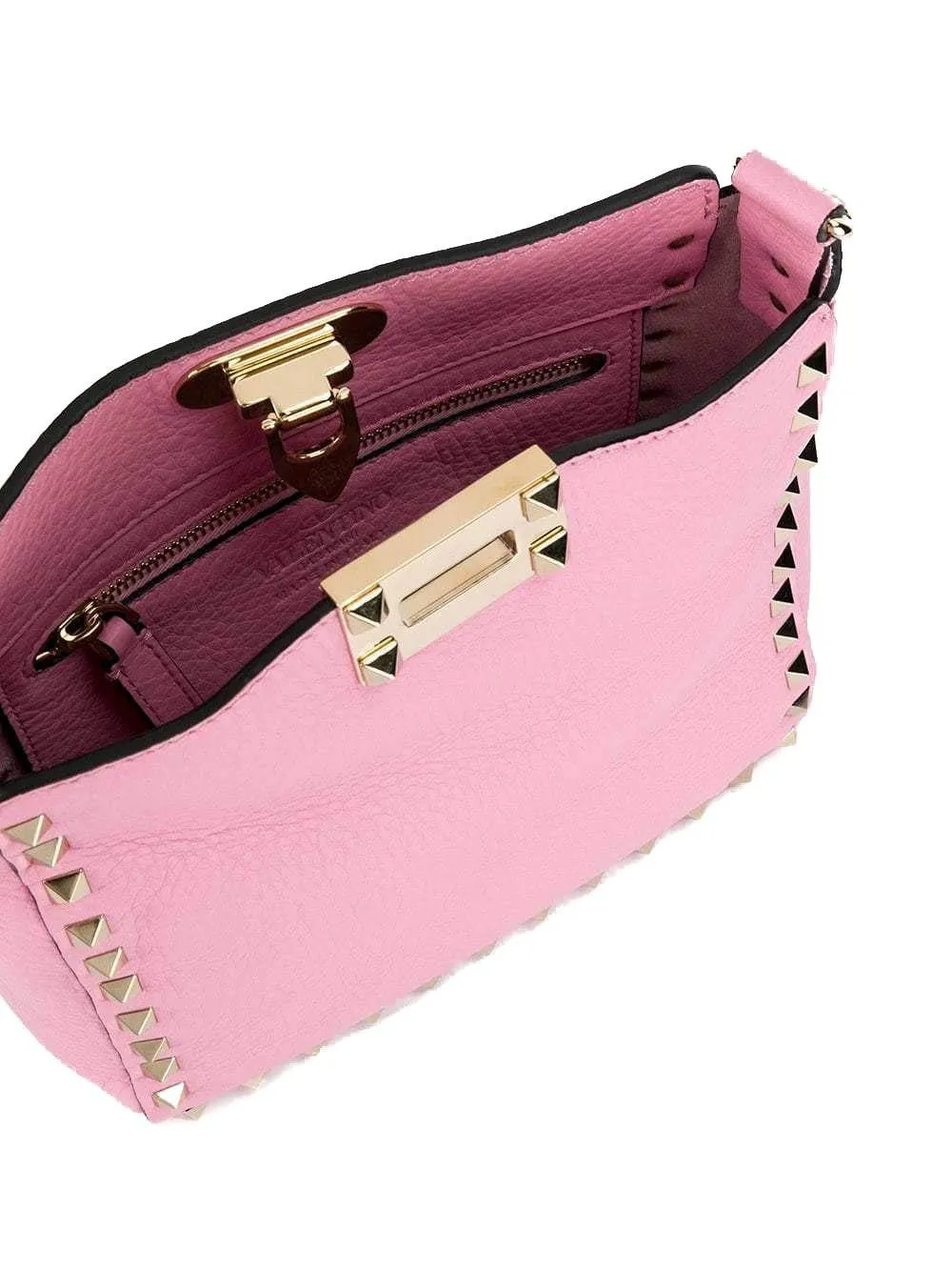 Rockstud Pink Rose Mini Leather Shoulder Strap Messenger Crossbody Bag