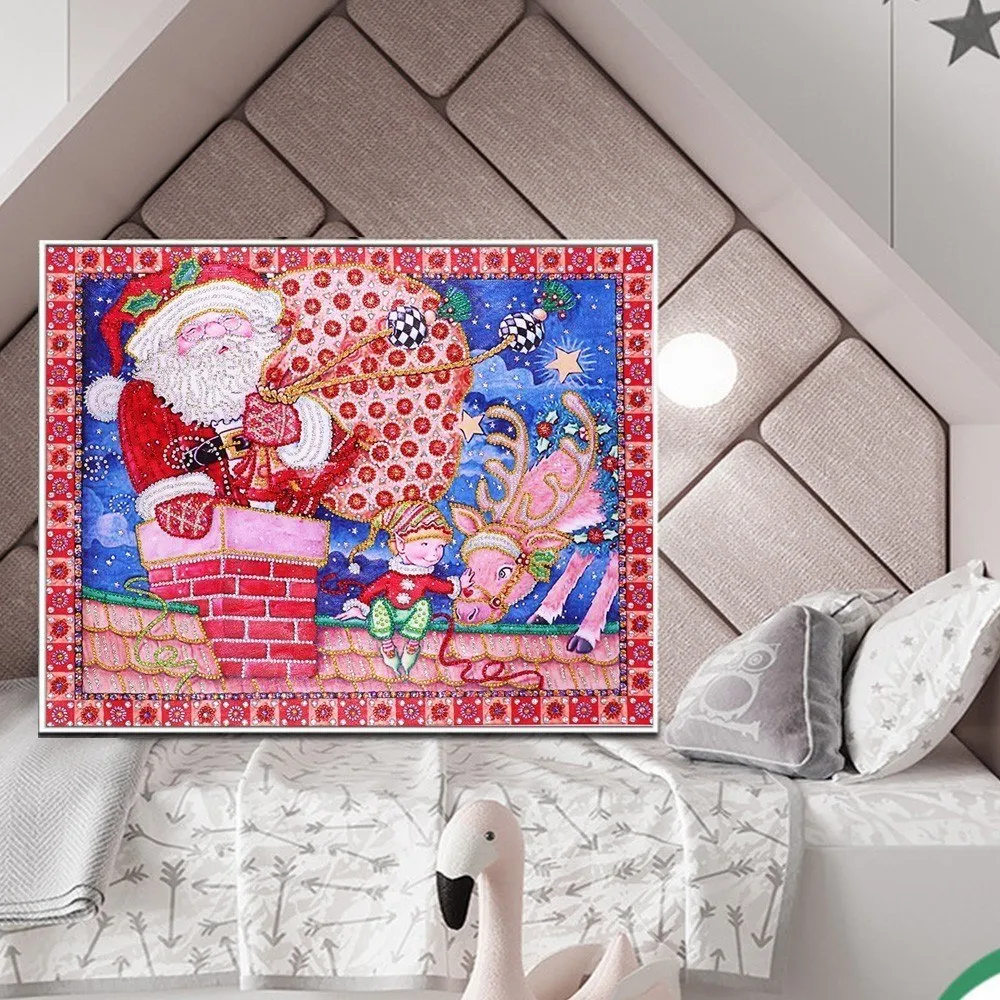 Round Diamond Christmas Diamond Art Kit 40x50 cm