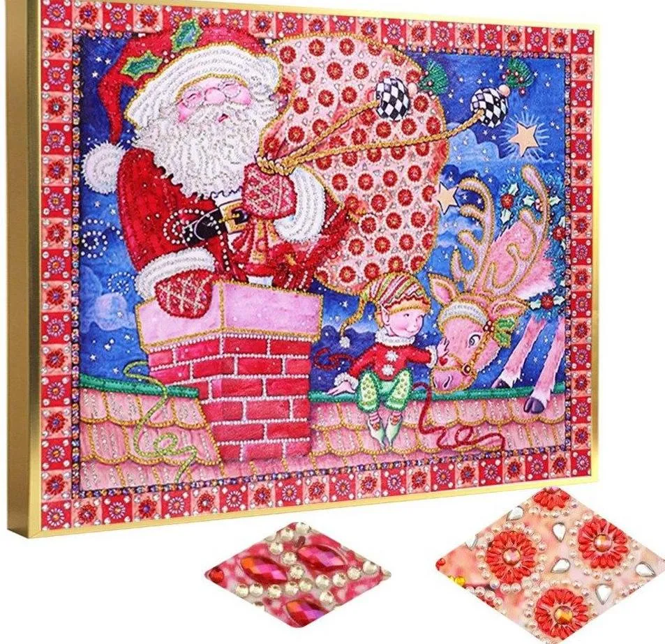 Round Diamond Christmas Diamond Art Kit 40x50 cm