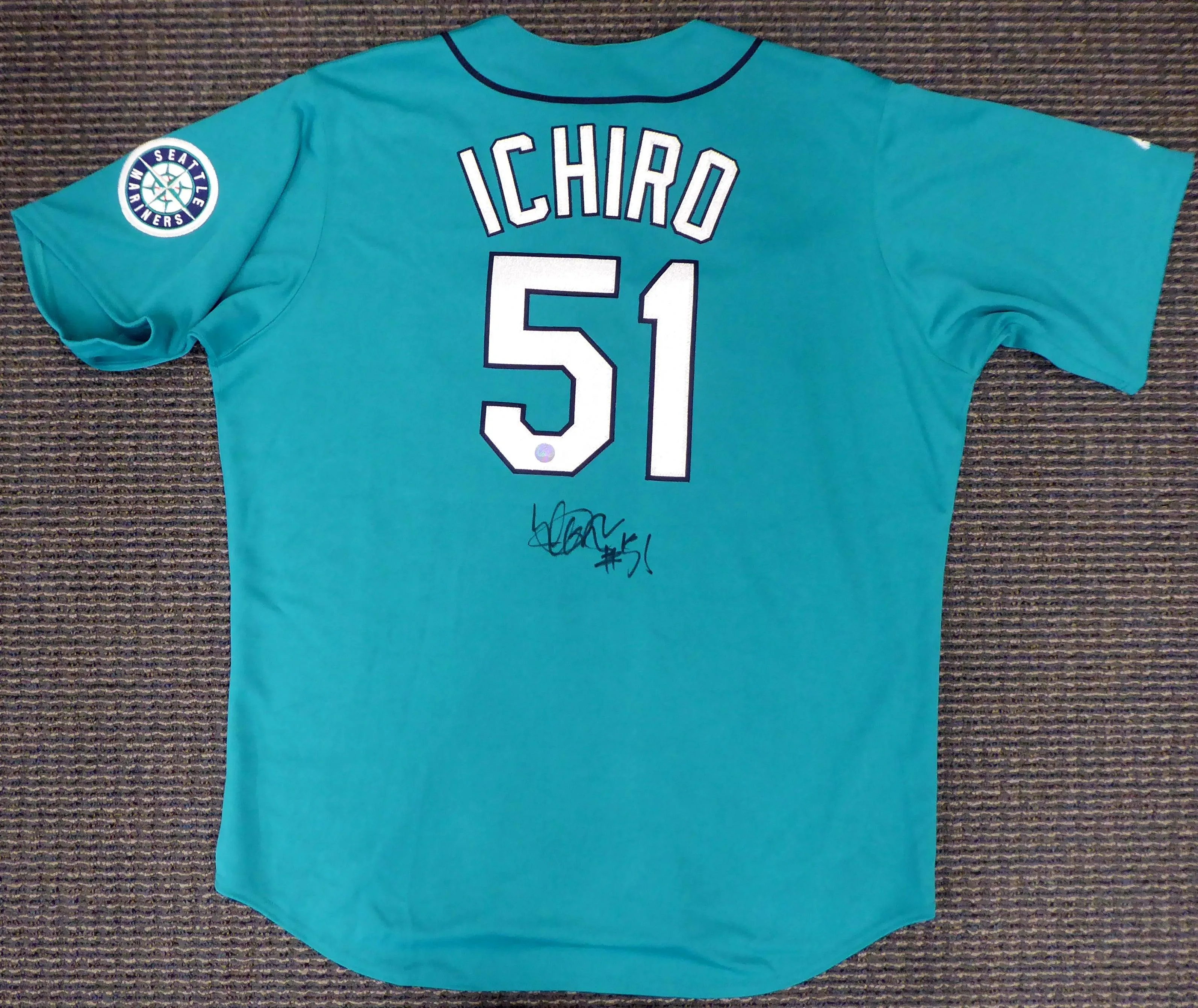 Seattle Mariners Ichiro Suzuki Autographed Teal Majestic Jersey Size XXL IS Holo SKU #193816