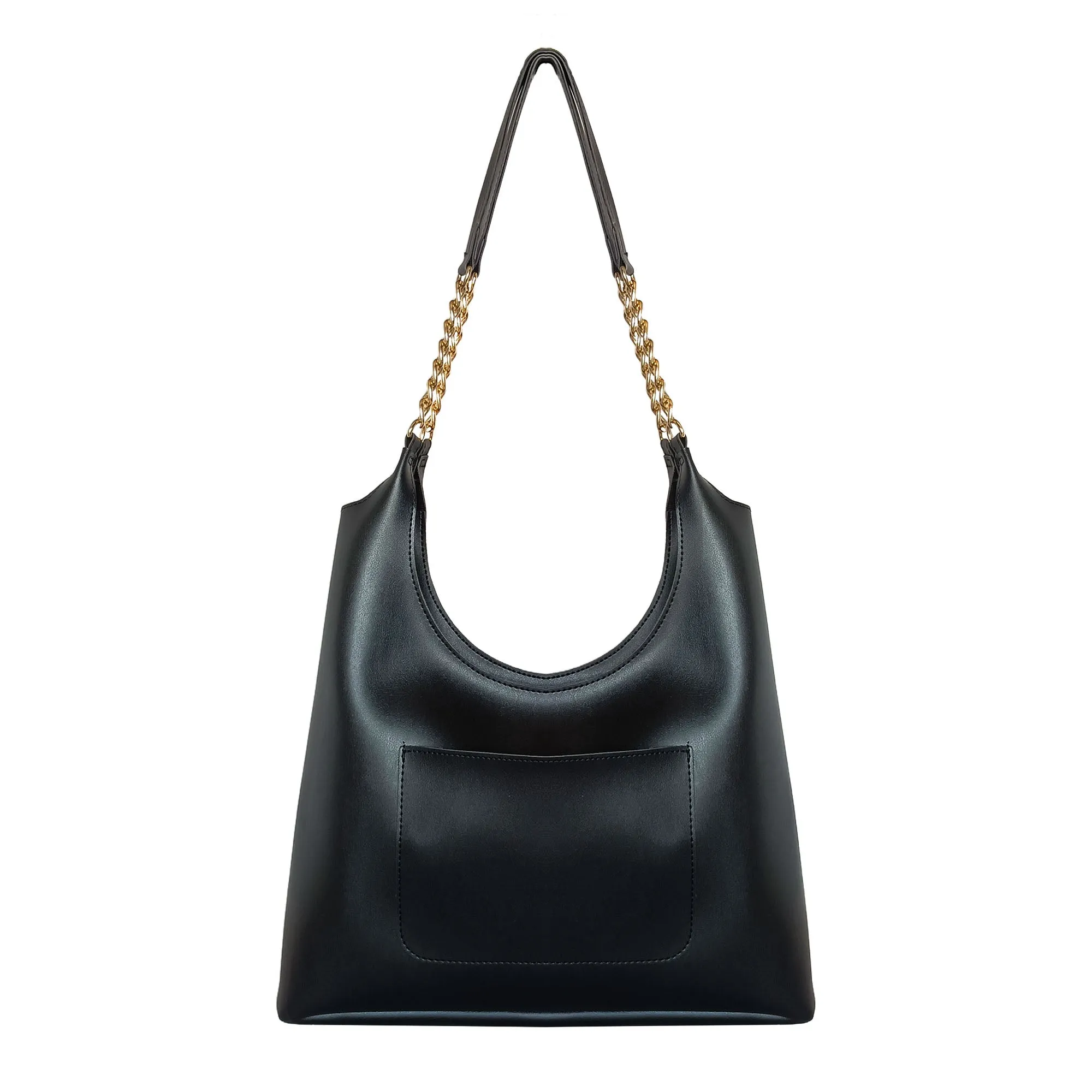 Shoulder Hobo Chain Bag Black | Vegan Leather Women & Girl's Handbag