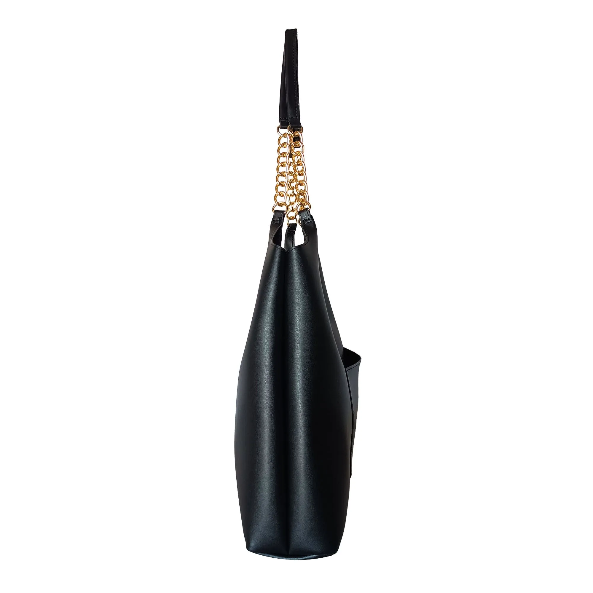 Shoulder Hobo Chain Bag Black | Vegan Leather Women & Girl's Handbag