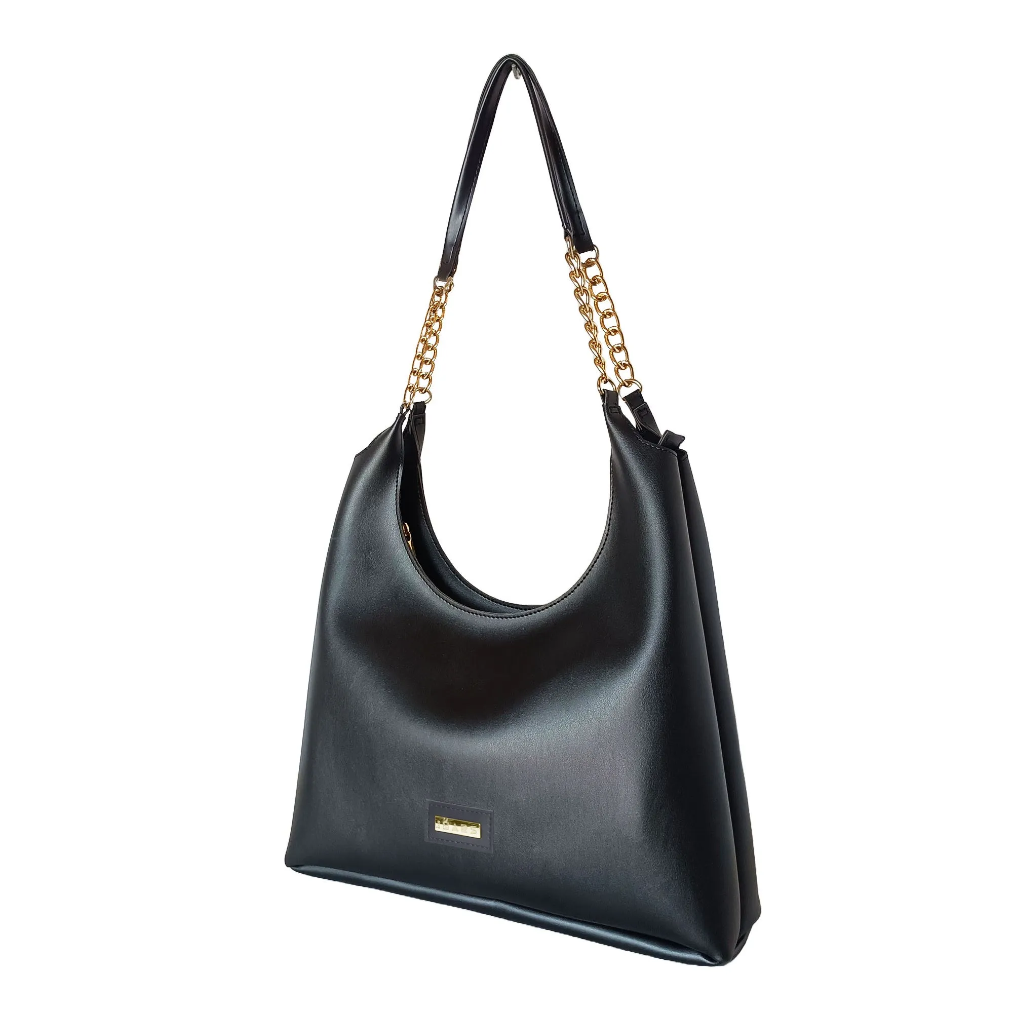 Shoulder Hobo Chain Bag Black | Vegan Leather Women & Girl's Handbag