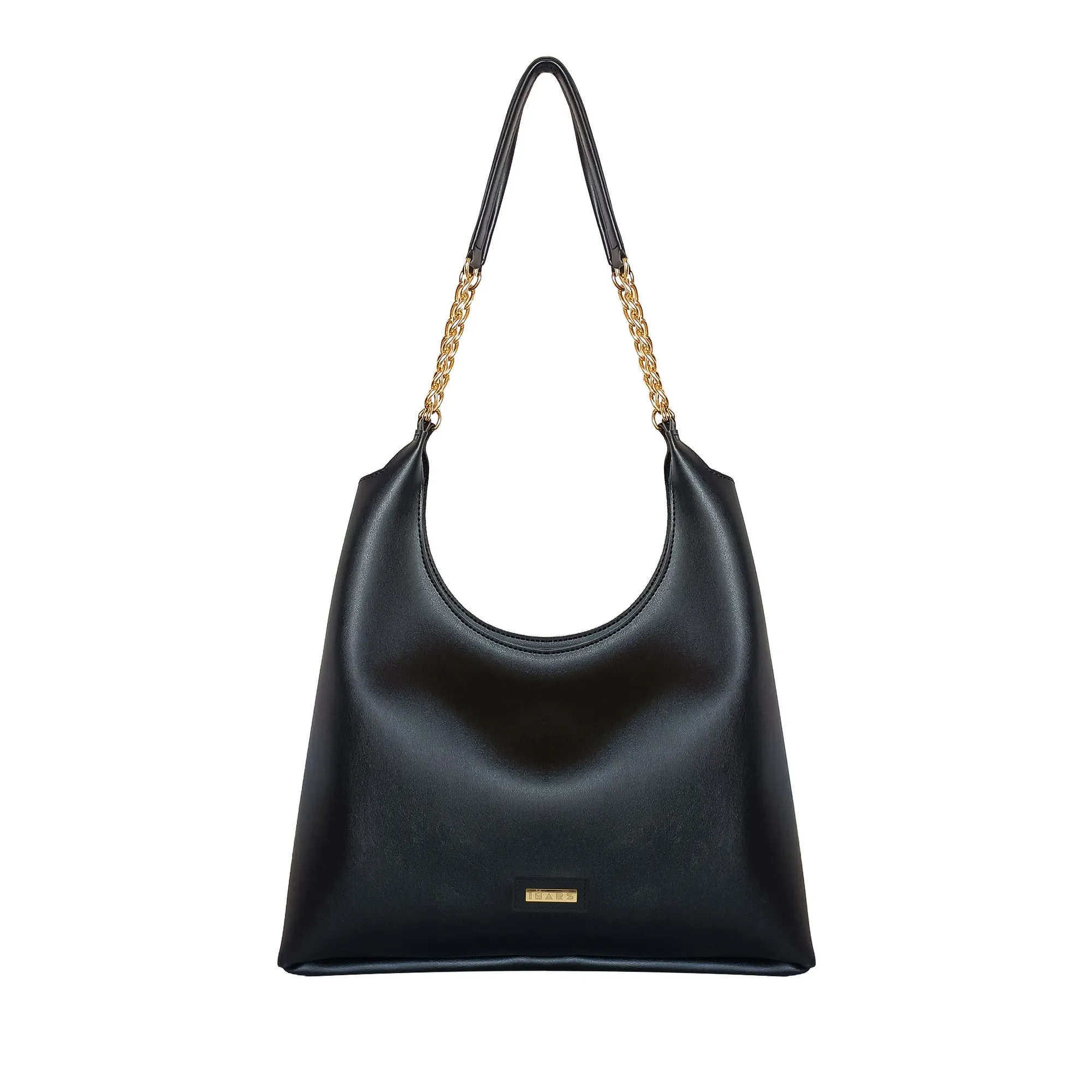 Shoulder Hobo Chain Bag Black | Vegan Leather Women & Girl's Handbag