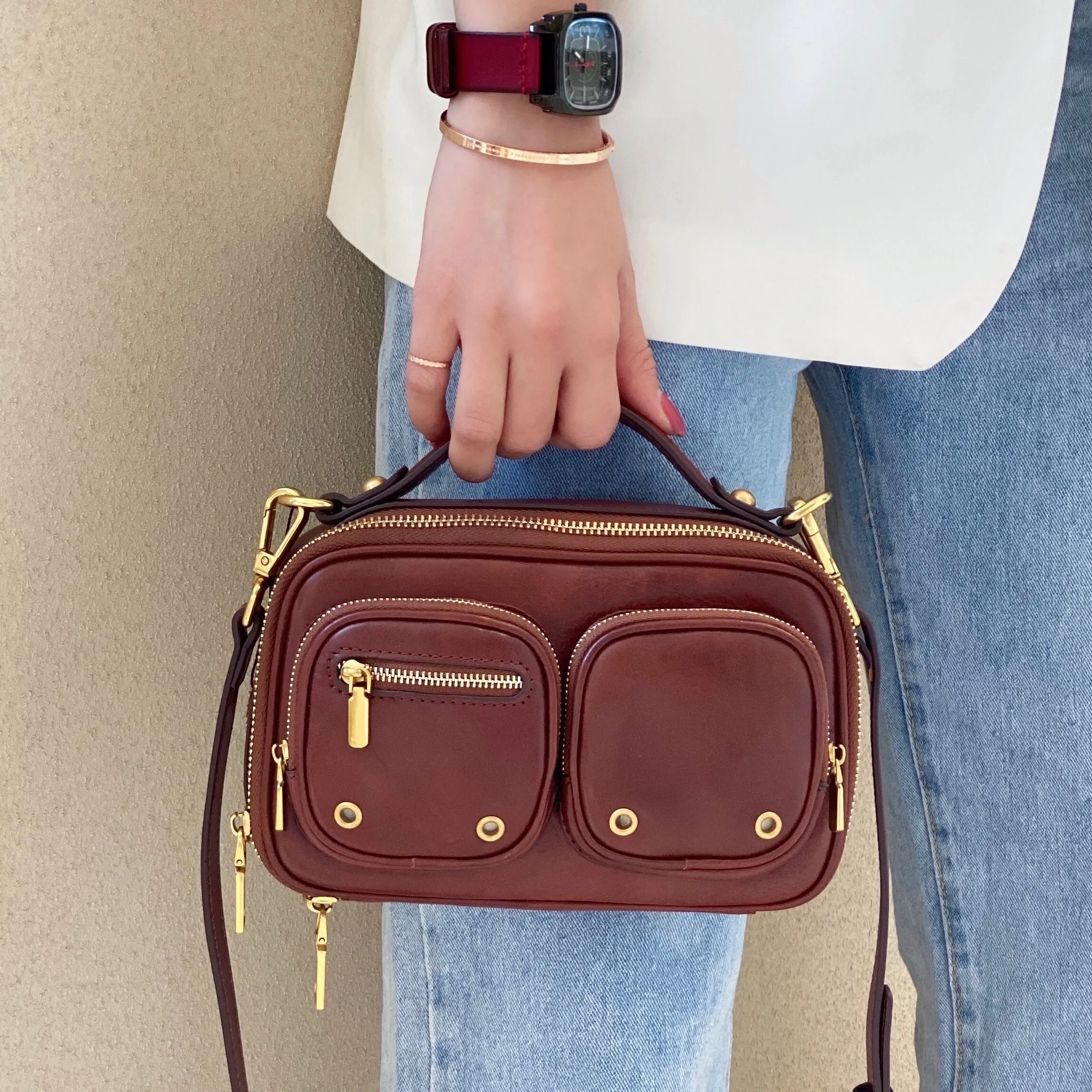 Small Ladies Green Leather Shoulder Strap Purse Side Bags For Women