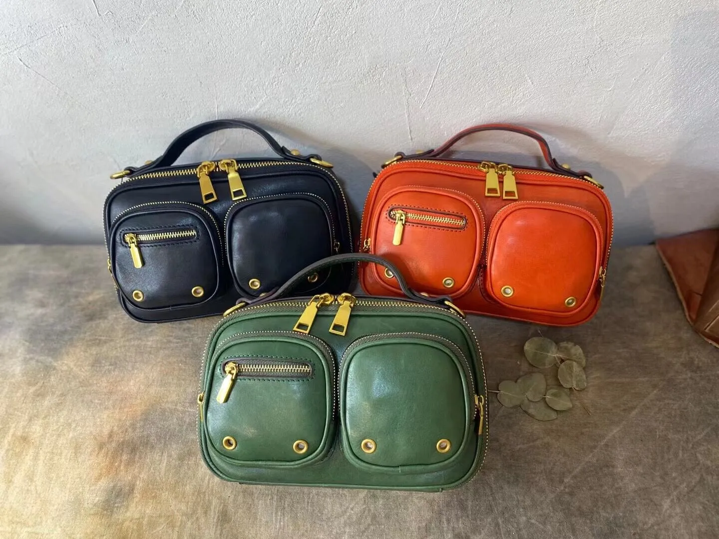 Small Ladies Green Leather Shoulder Strap Purse Side Bags For Women