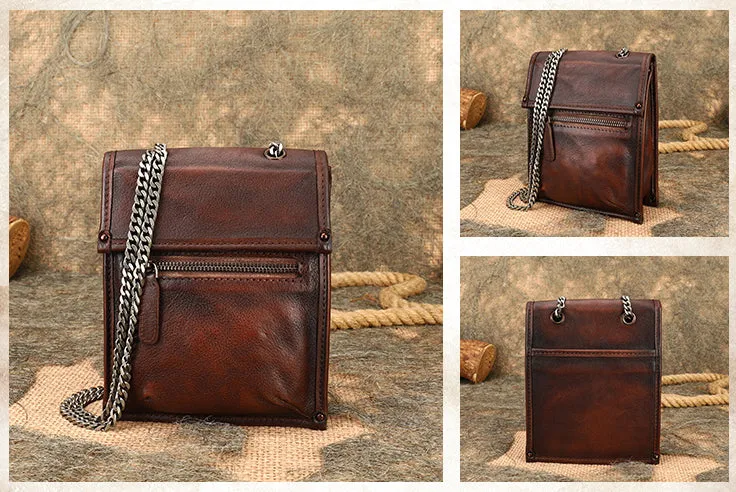 Small Womens Flap Leather Crossbody Bags Chain Shoulder Bag For Women