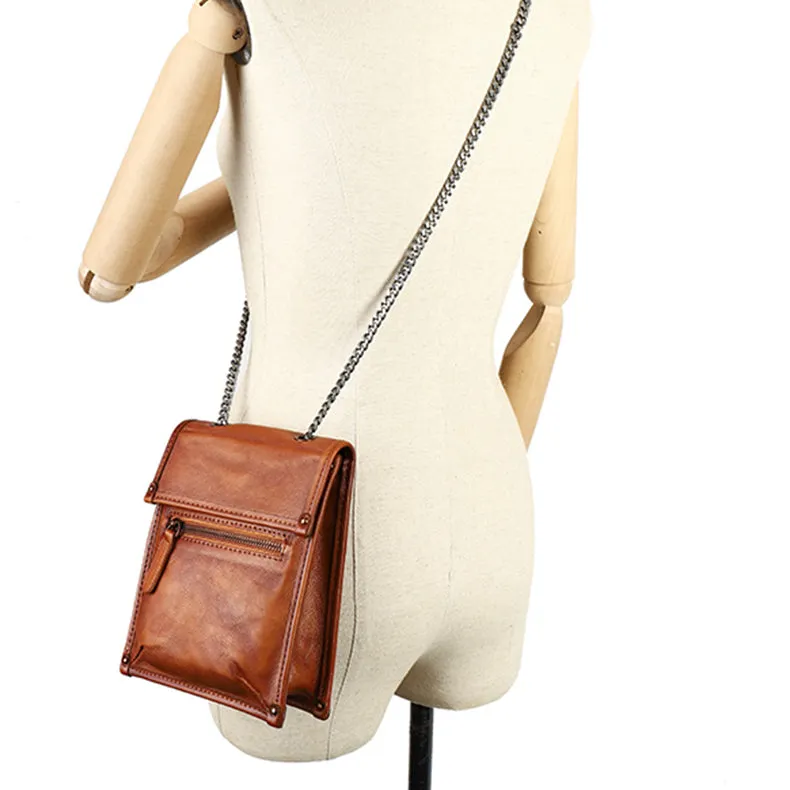 Small Womens Flap Leather Crossbody Bags Chain Shoulder Bag For Women