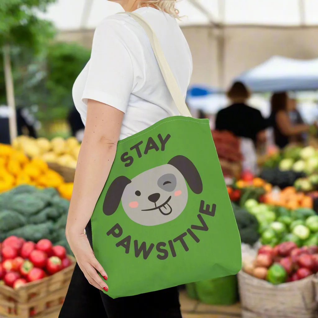 Stay Pawsitive Canvas Tote Bag