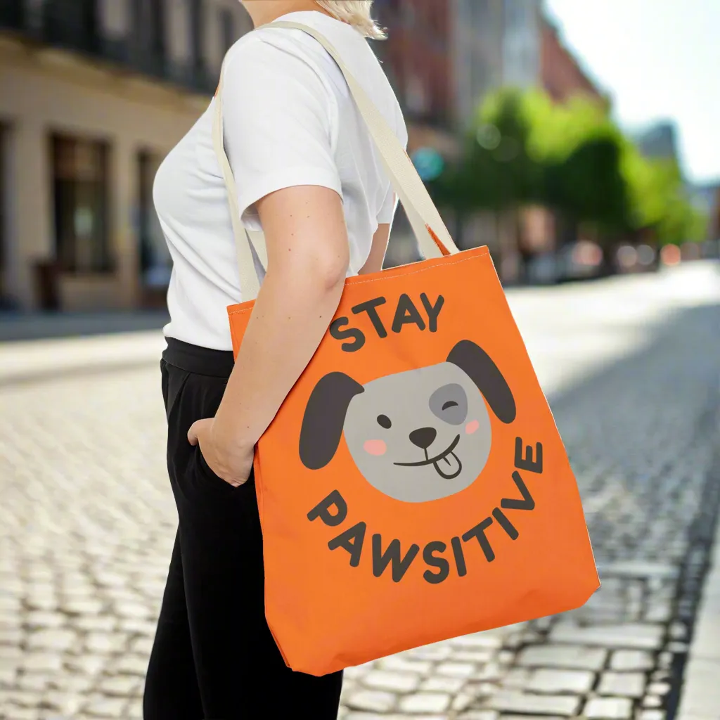 Stay Pawsitive Canvas Tote Bag