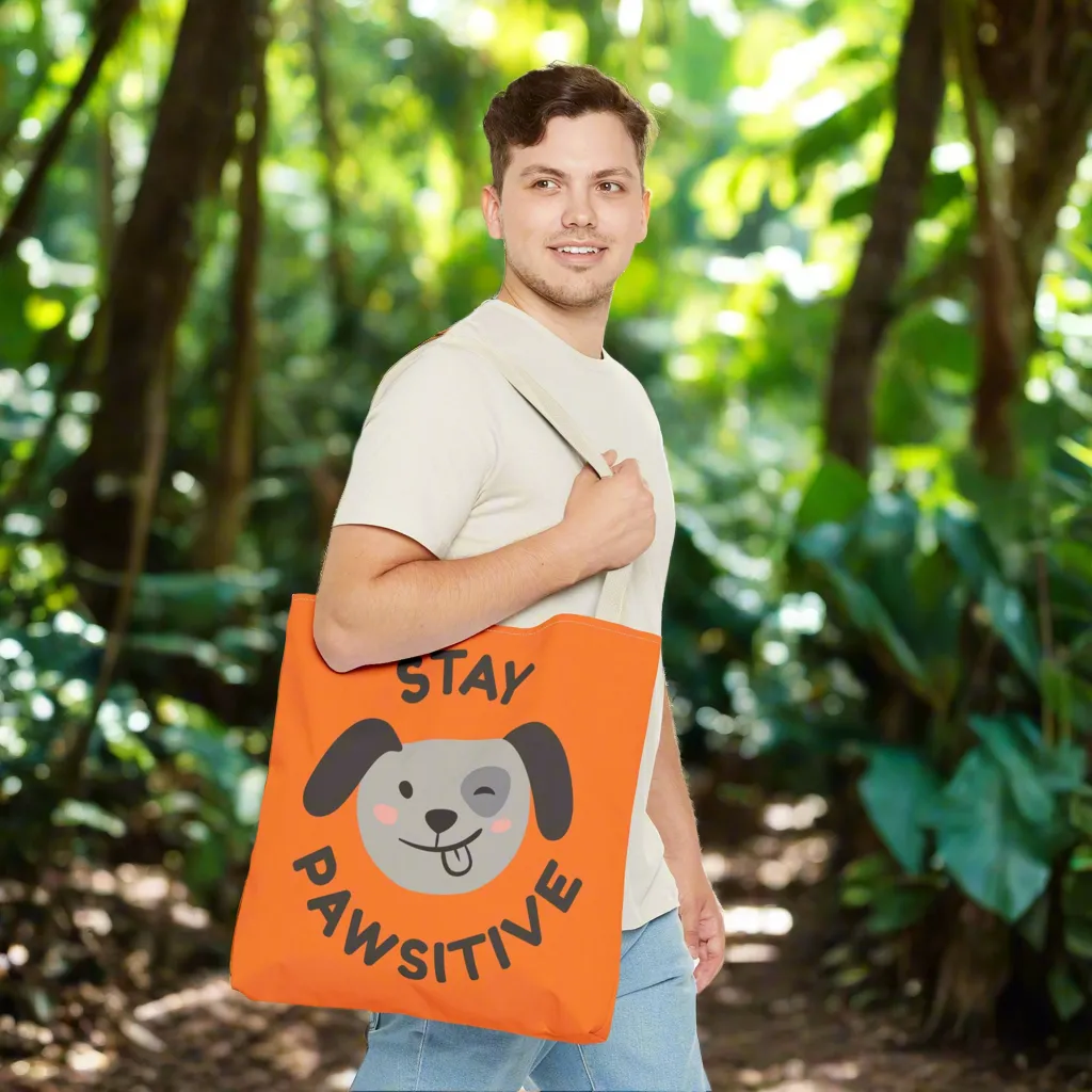 Stay Pawsitive Canvas Tote Bag