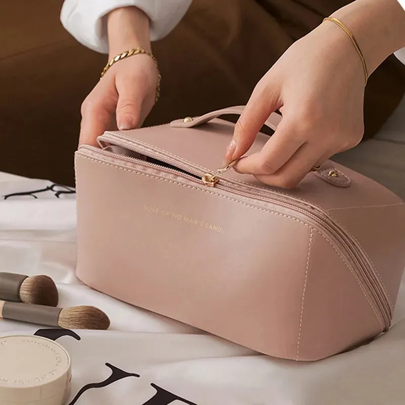 Stylish PU Leather Luxury Cosmetic Bag | Travel Toiletries Organizer