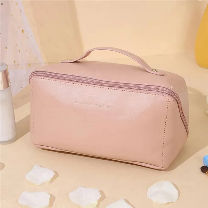 Stylish PU Leather Luxury Cosmetic Bag | Travel Toiletries Organizer