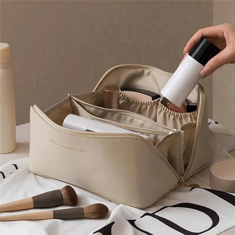 Stylish PU Leather Luxury Cosmetic Bag | Travel Toiletries Organizer