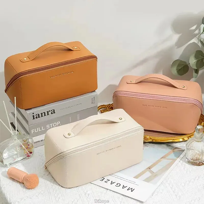 Stylish PU Leather Luxury Cosmetic Bag | Travel Toiletries Organizer