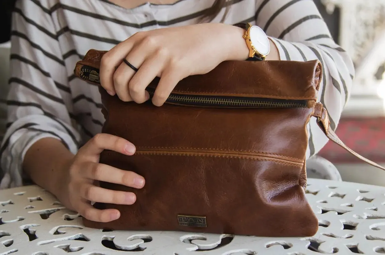Tan Leather Goods - Nina Leather Sling Bag | Pecan