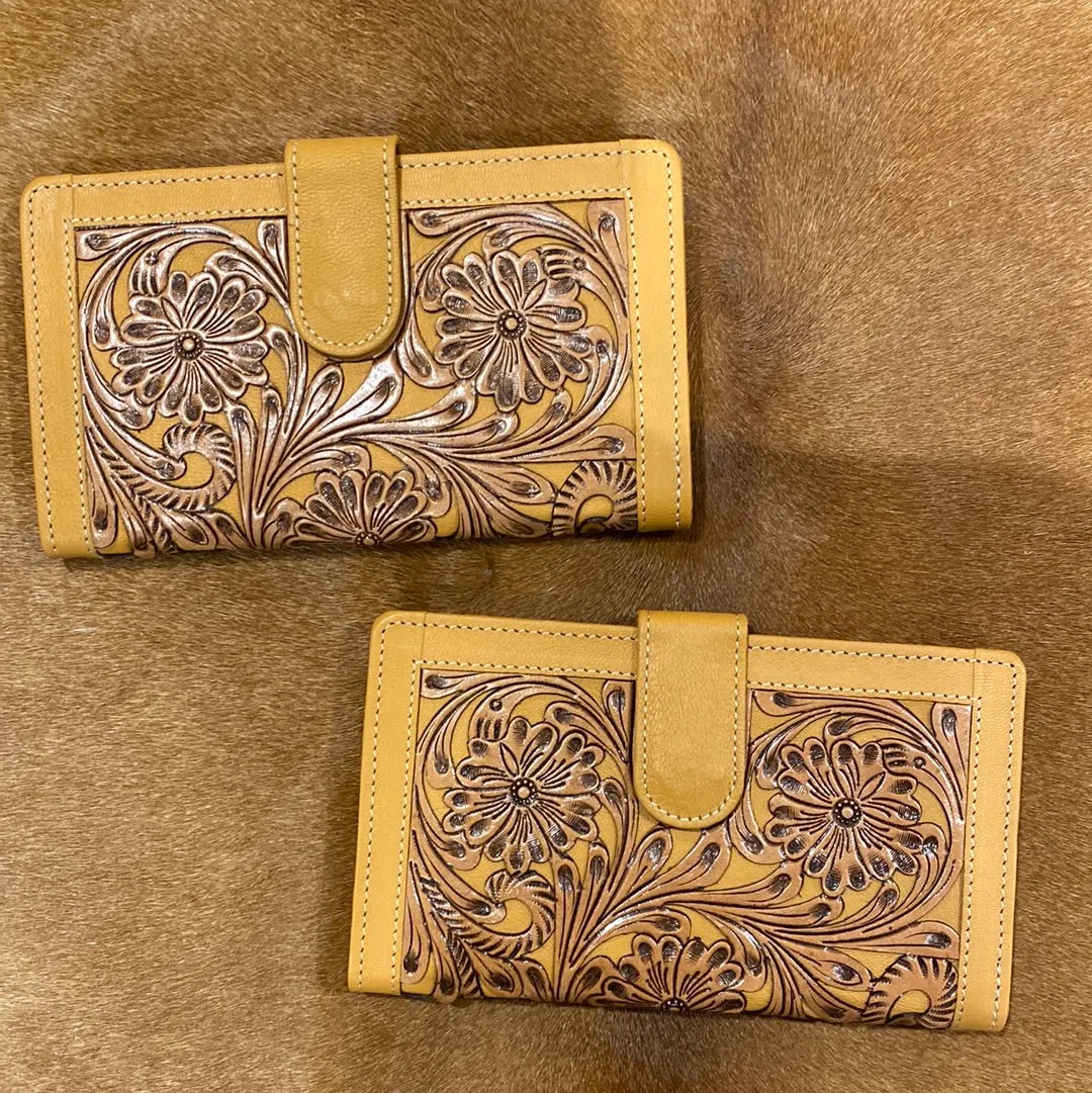 Tooled Leather detailed Wallet with clip #tlw