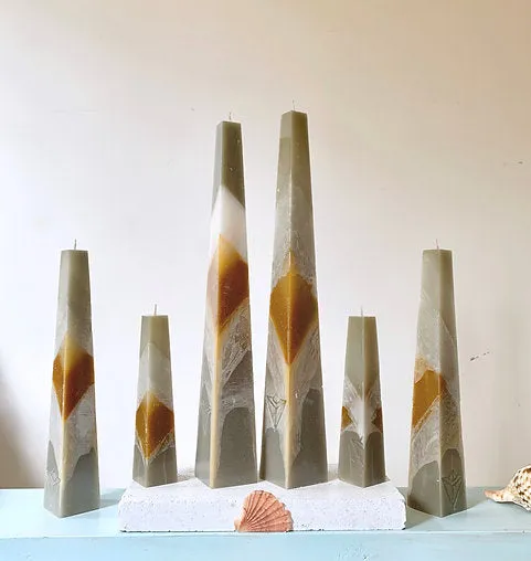 Unique Artisan Textured Candle - Ochre