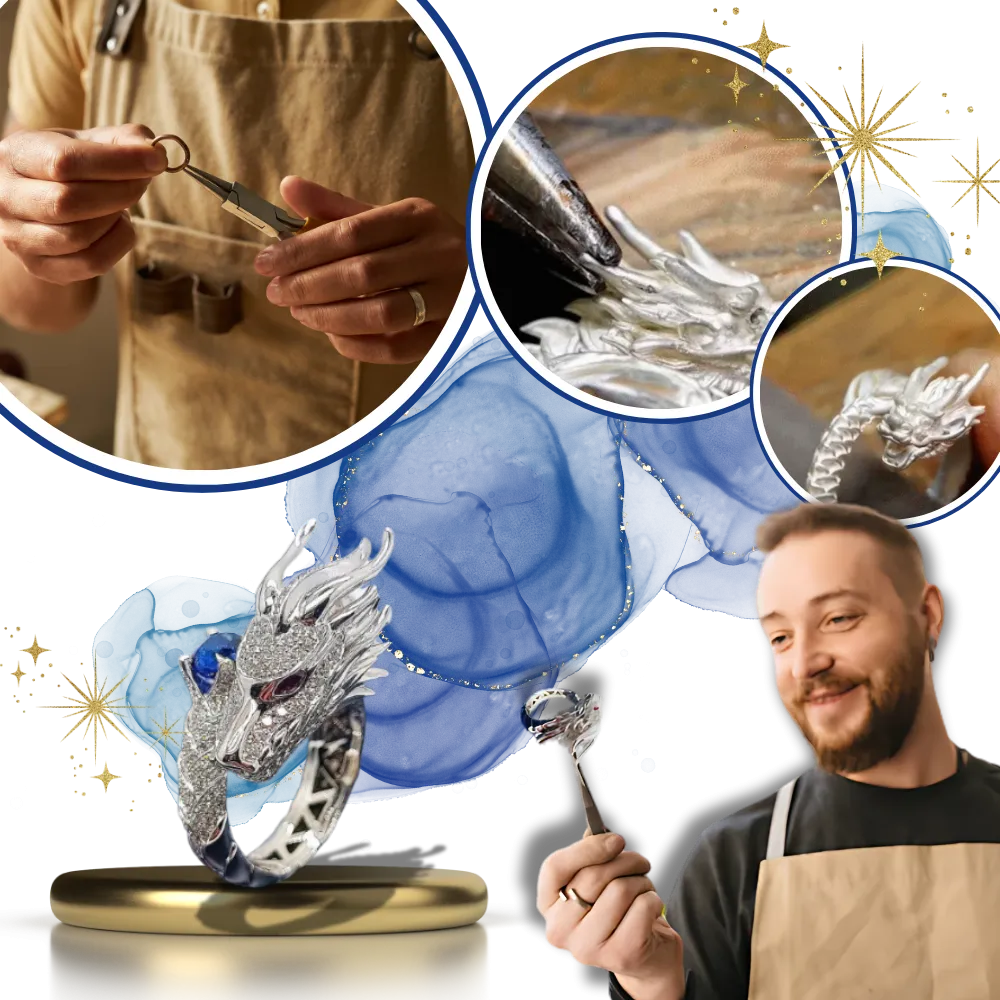 Unique Handmade Silver Dragon Ring