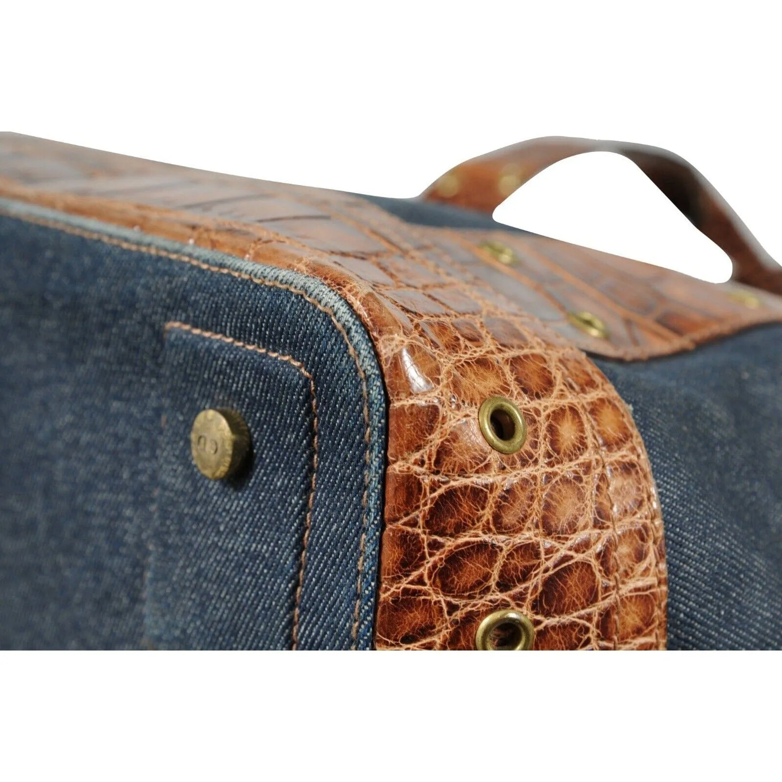 Vintage 2002 Blue Denim Street Chic Tote Shoulder Bag Alligator