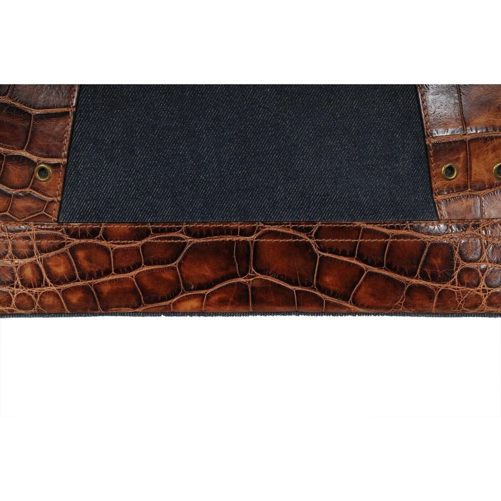 Vintage 2002 Blue Denim Street Chic Tote Shoulder Bag Alligator