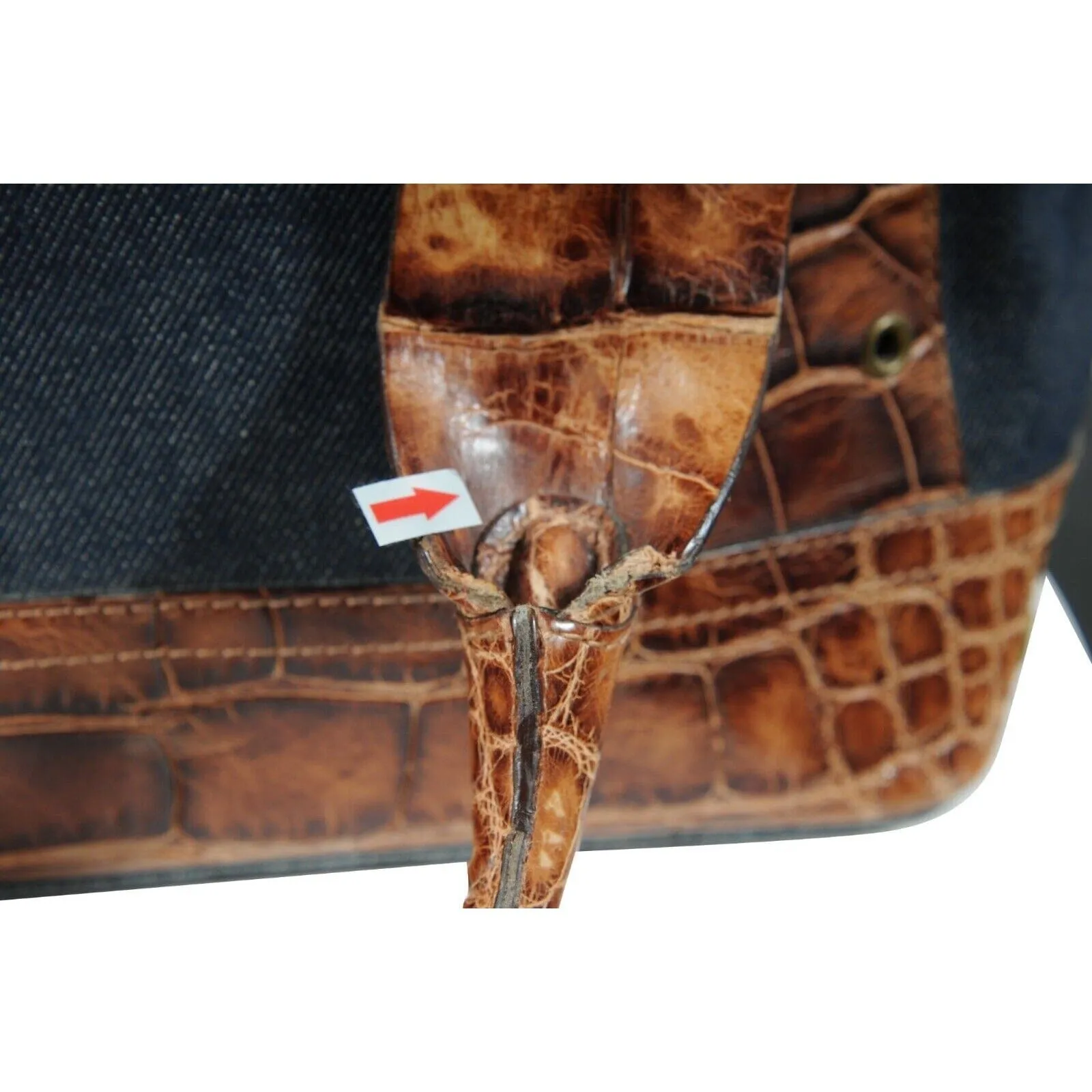 Vintage 2002 Blue Denim Street Chic Tote Shoulder Bag Alligator