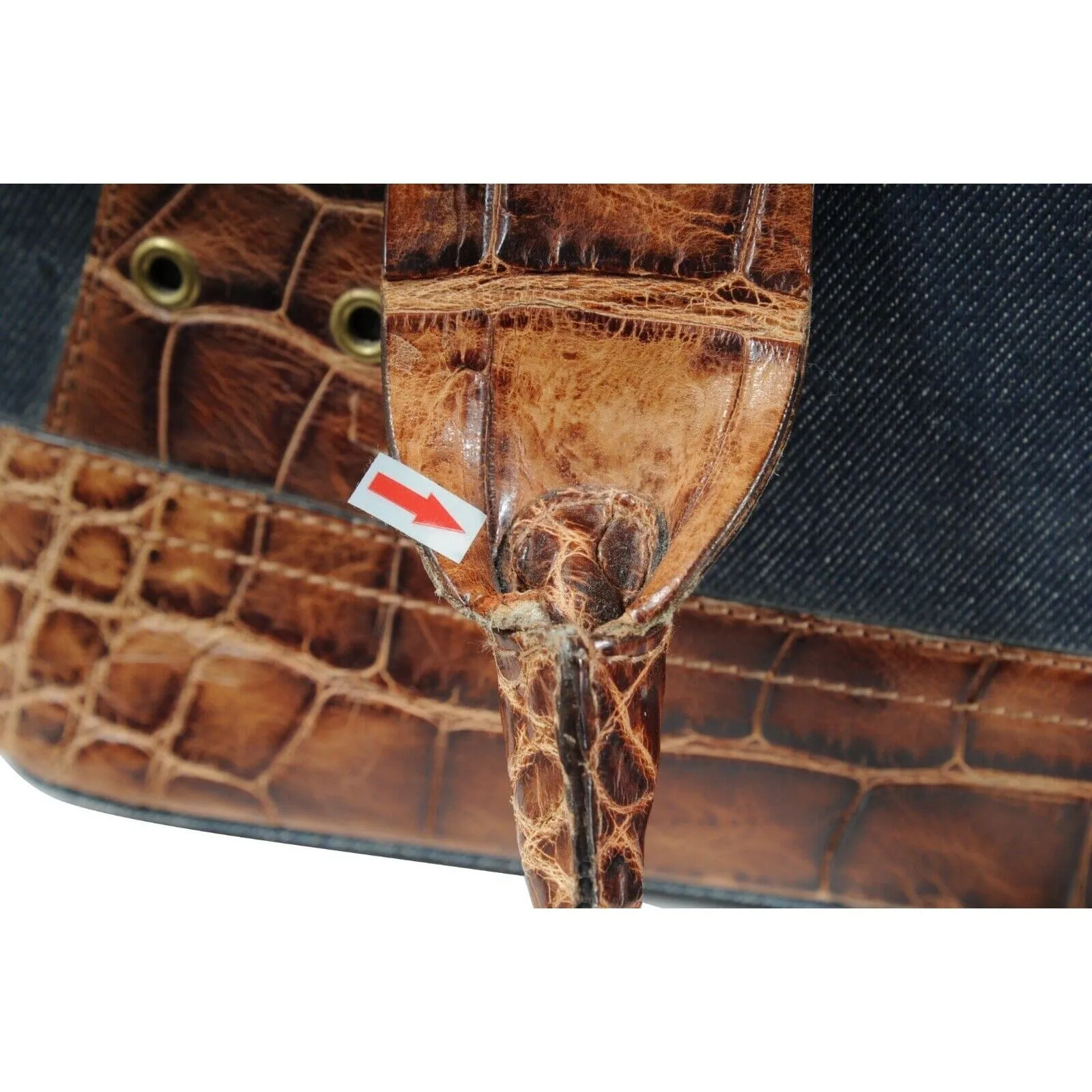 Vintage 2002 Blue Denim Street Chic Tote Shoulder Bag Alligator