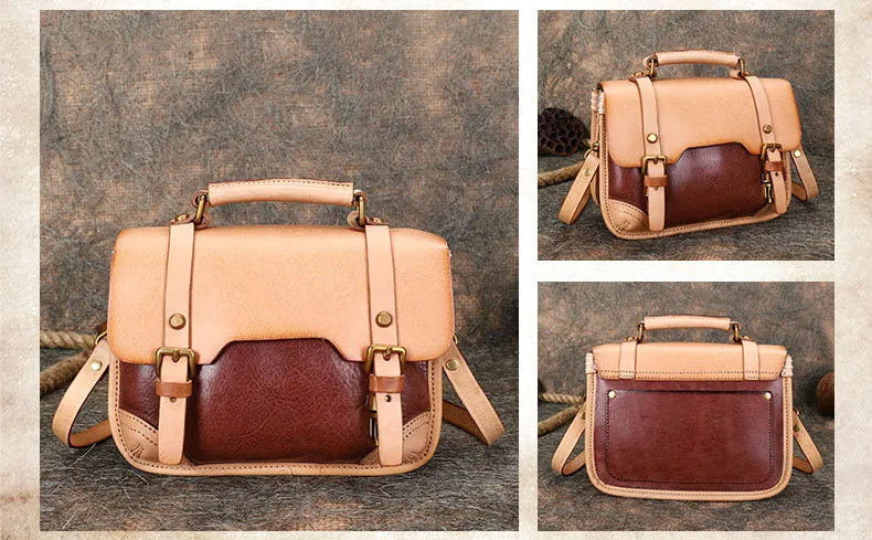 Vintage Ladies Leather Crossbody Messenger Bag Satchel Handbags for Women