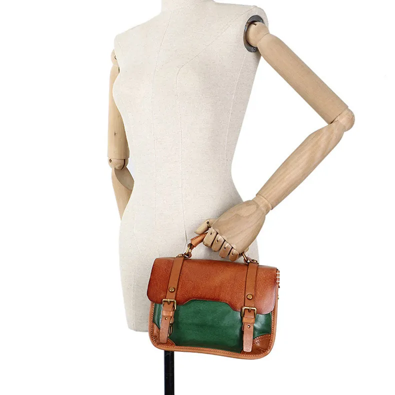 Vintage Ladies Leather Crossbody Messenger Bag Satchel Handbags for Women