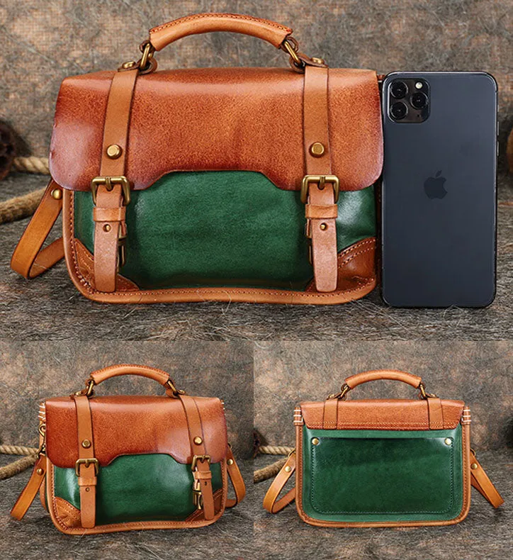 Vintage Ladies Leather Crossbody Messenger Bag Satchel Handbags for Women
