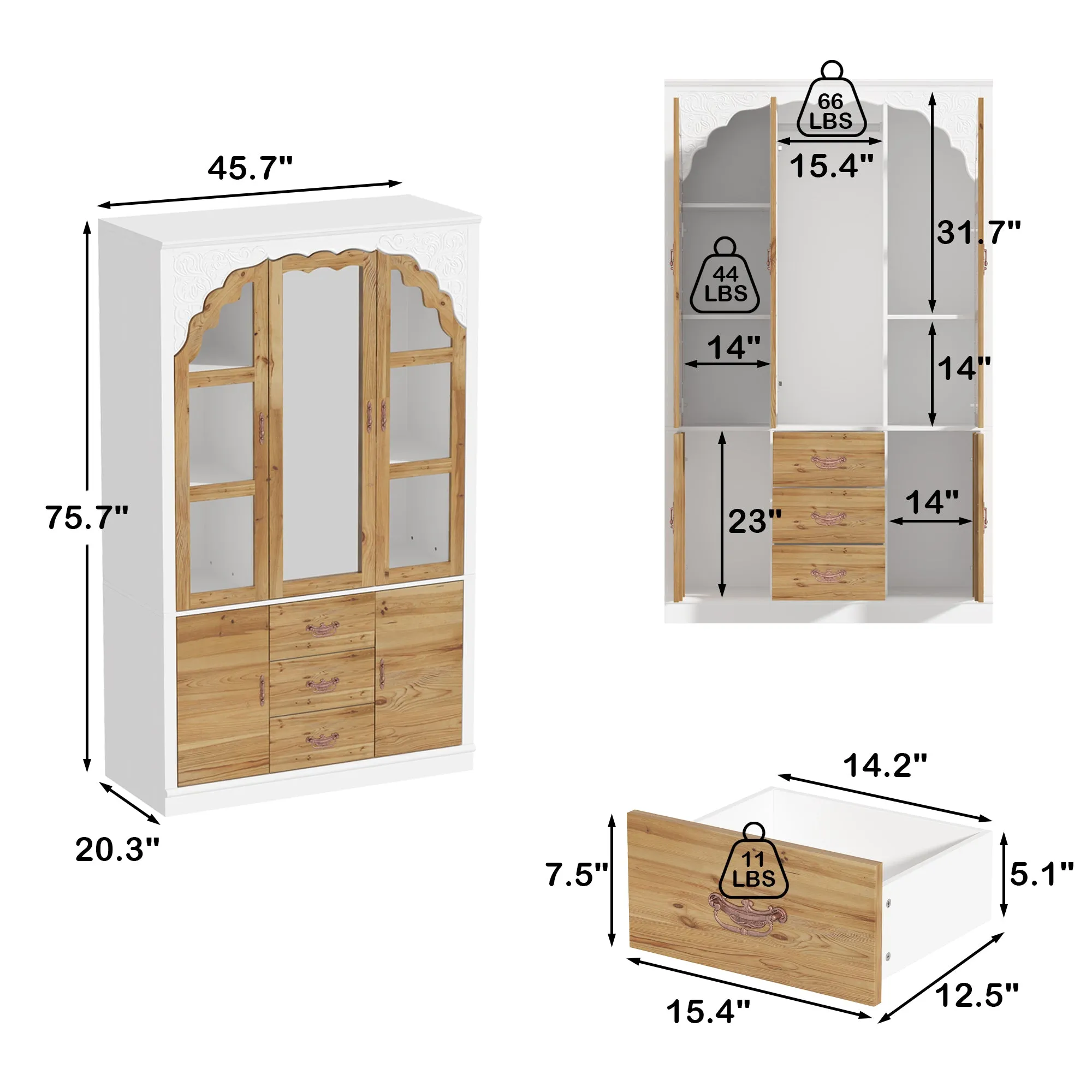 Wardrobe With Exquisite Carvings and Mirror