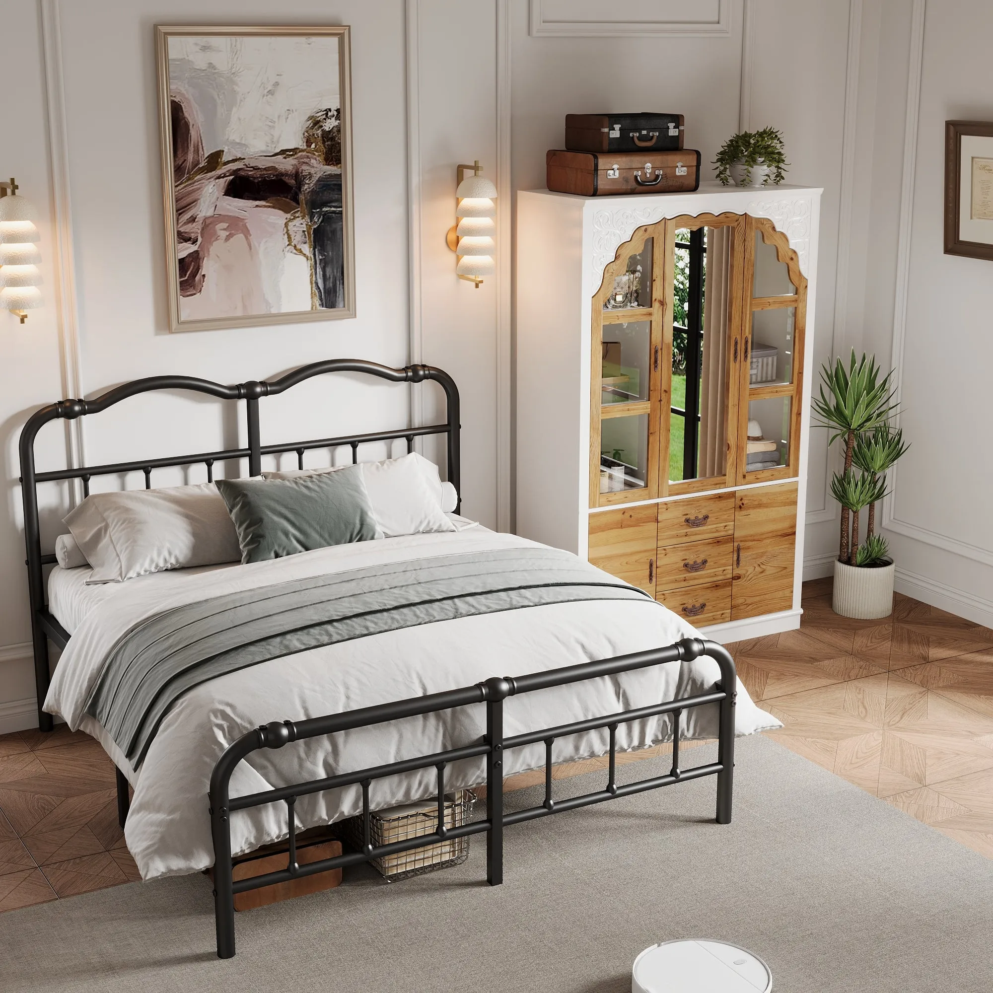 Wardrobe With Exquisite Carvings and Mirror