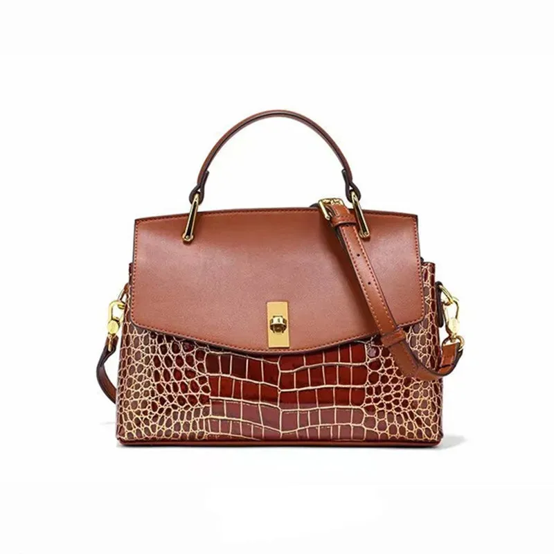 Women's Crocodile Pattern Leather Shell Bags