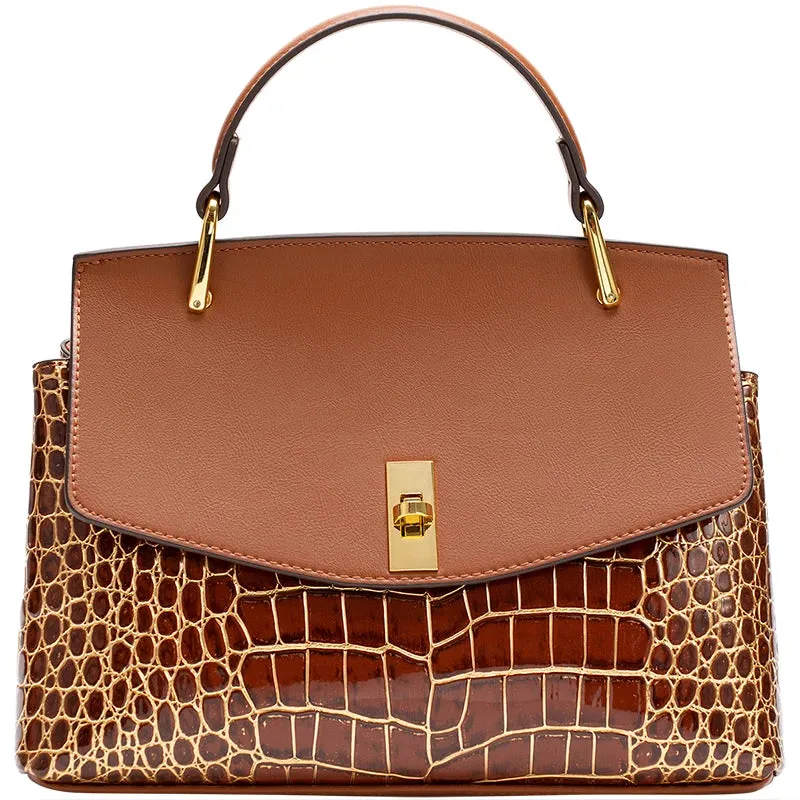 Women's Crocodile Pattern Leather Shell Bags