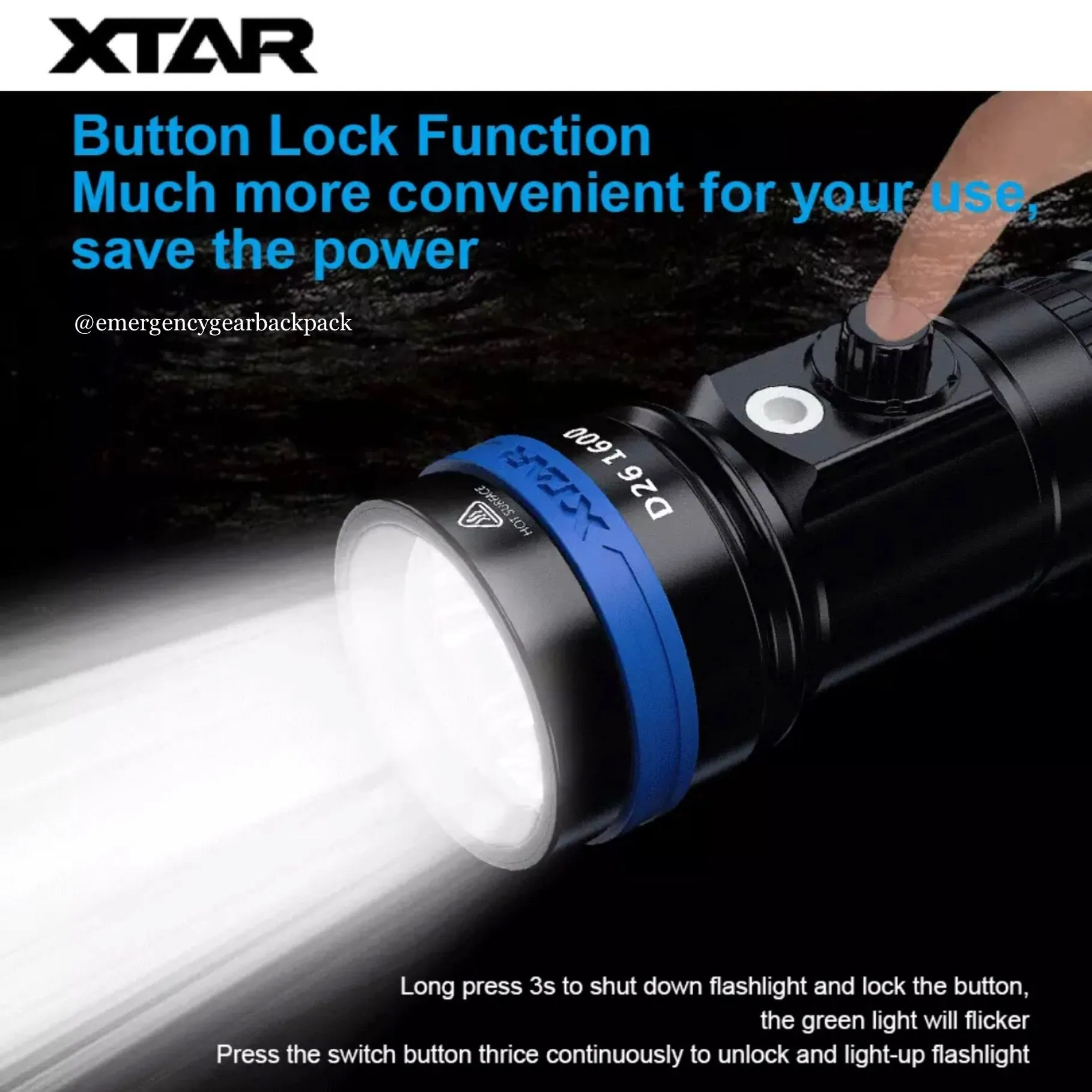 XTAR D26 1600 100M Diving Flashlight