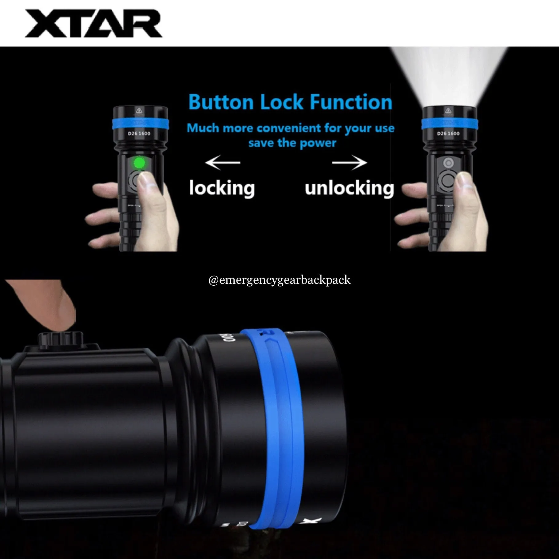 XTAR D26 1600 100M Diving Flashlight