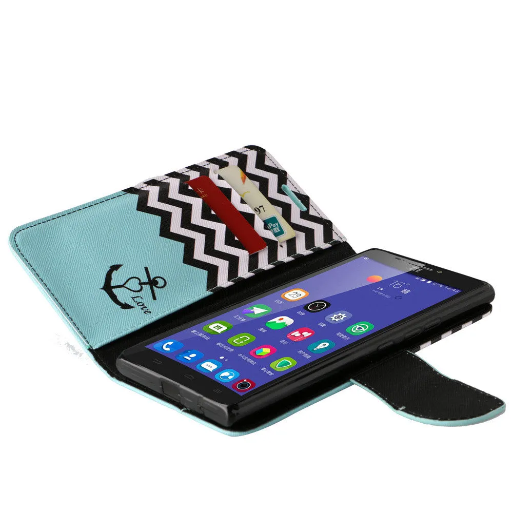 ZTE Warp Elite | ZTE N9158 Case, Wrist Strap Magnetic Flip Fold[Kickstand] Pu Leather Wallet Case with ID & Card Slots - Teal Anchor